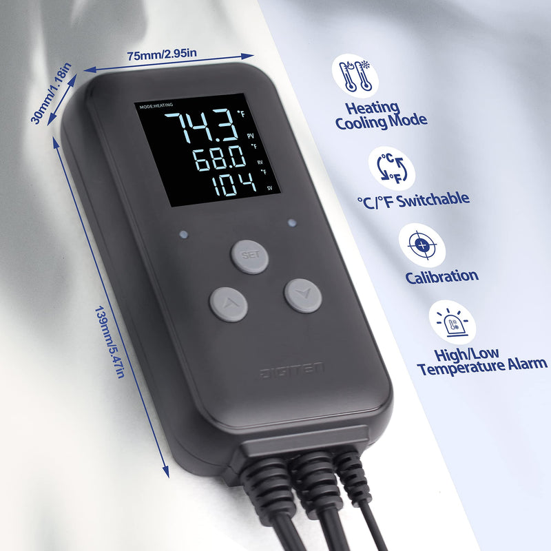 [Australia - AusPower] - DIGITEN Heat Mat Thermostat Waterproof Temperature Controller DTC315 Greenhouse Thermostat Aquarium Temperature Controller Plug in Thermostat for Seedlings 15A Reptiles Temperature Controller Outlet 15A Waterproof Temperature Controller 