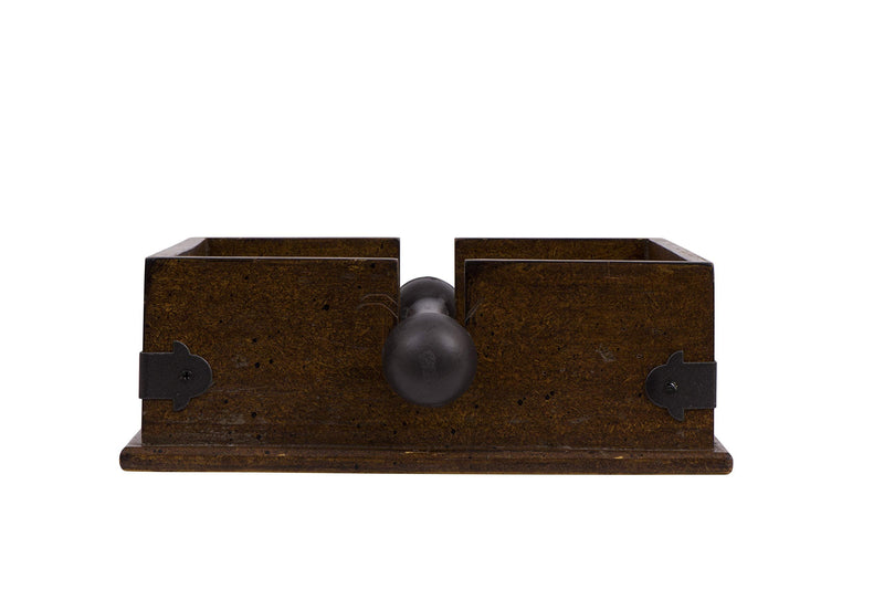 [Australia - AusPower] - Creative Co-op Square Wood Napkin Holder With Metal Bar, Large, brown,CG0232 