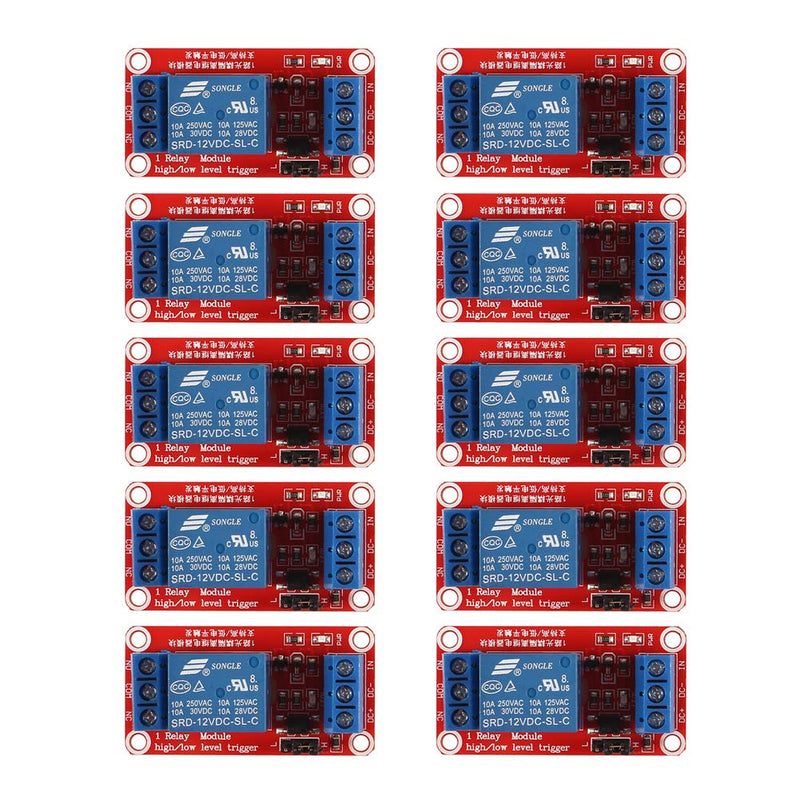 [Australia - AusPower] - ACEIRMC 10pcs 12v Relay Board for Raspberry Arduino Relay Module 1 Channel Opto-Isolated High or Low Level Trigger (12V) 