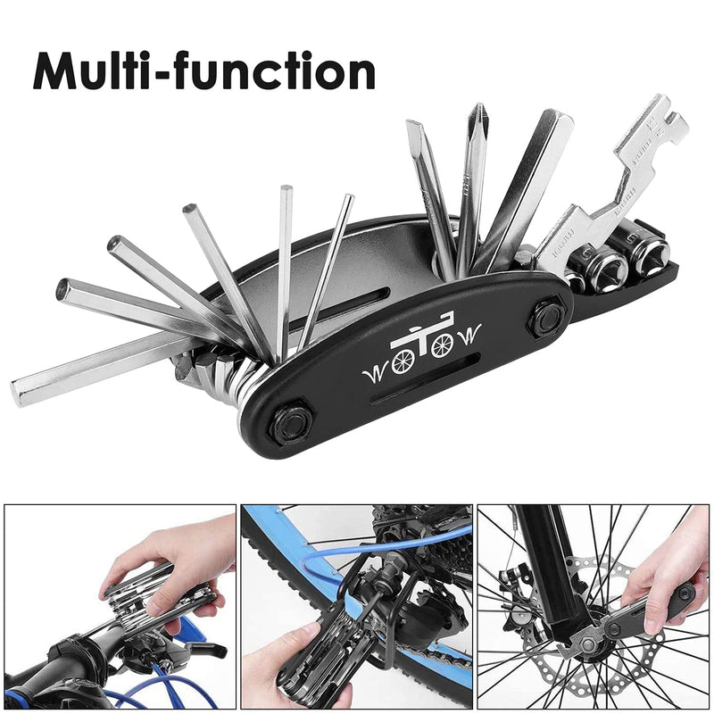 [Australia - AusPower] - WOTOW Bike Repair Tool Kit, 16 in 1 Bicycle Multitool with Bike Tire Levers Hex Spoke Wrench, Multi Function Accessories Set for Road Mountain Bikes 