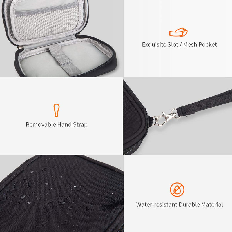 [Australia - AusPower] - Small Electronic Organizer Cable Bag, Travel Portable 2 PCS Electronic Accessories Storage Bag Soft Carrying Case Pouch for Hard Drive, Cord, Charger, Earphone, USB, SD Card (Black+Gray) Black+Gray 