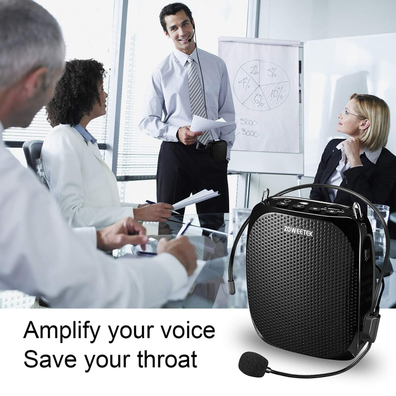 [Australia - AusPower] - ZOWEETEK Portable Rechargeable Mini Voice Amplifier with Wired Microphone Headset and Waistband, Supports MP3 Format Audio for Teachers, Singing, Coaches, Training, Presentation, Tour Guide 