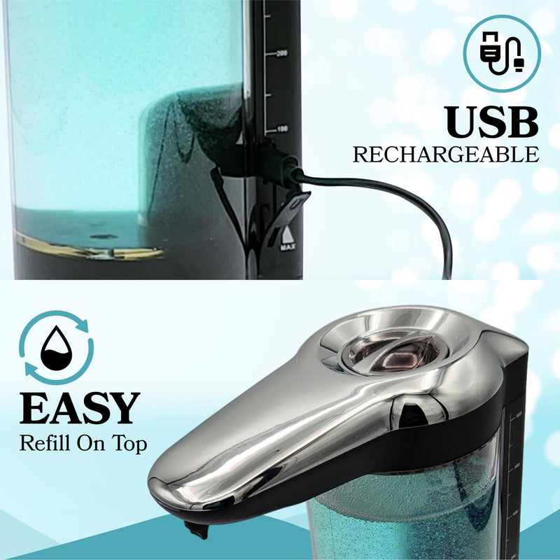 [Australia - AusPower] - Rechargeable Automatic Soap Dispenser Touchless. Large 22oz Dual Wall Mountable or Countertop Liquid Hand Soap Dispenser for Kitchen Sink. Automatic Soap Dispenser Bathroom. 