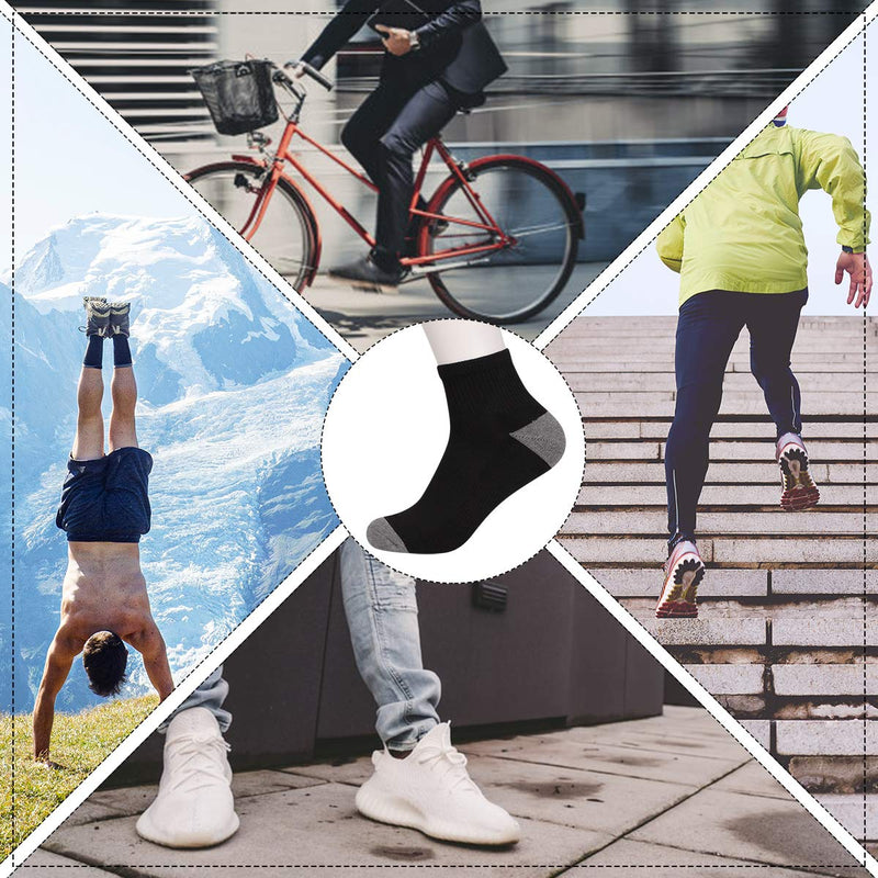 [Australia - AusPower] - COOVAN Men's Athletic Ankle Socks 12 Pack Mens Cushion Comfort Casual Running Sock Size 10-13 Black-12 Pack 