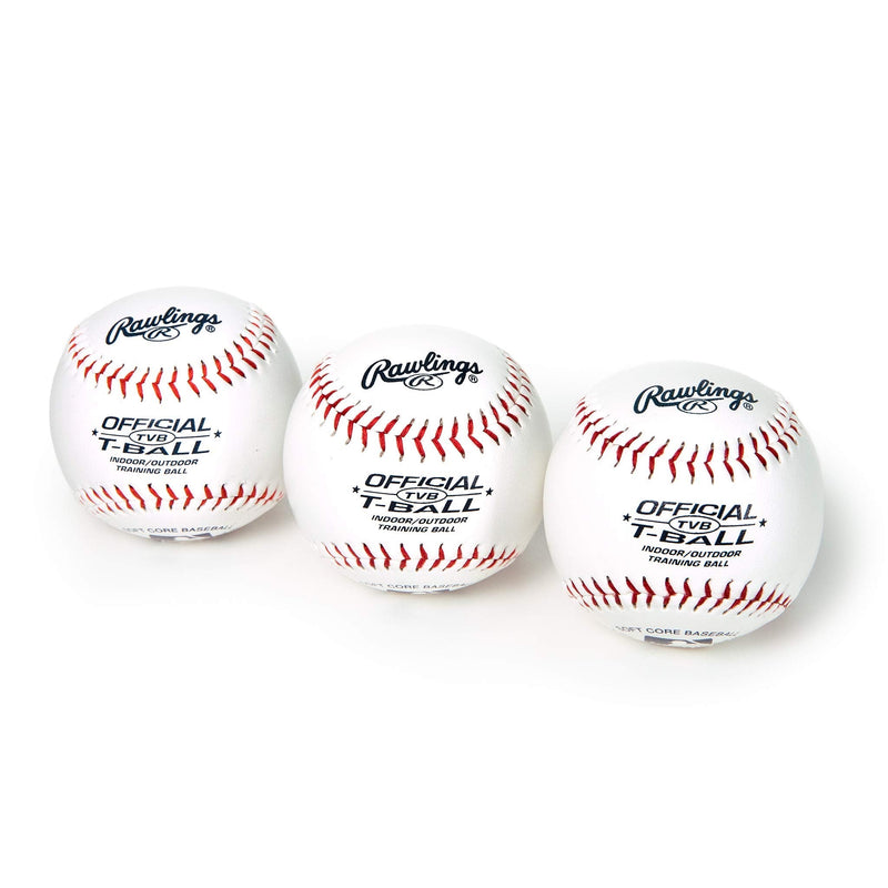 [Australia - AusPower] - Rawlings Youth Tball or Training Baseballs, Box of 3 Tballs, TVBBOX3, White, Official Size 