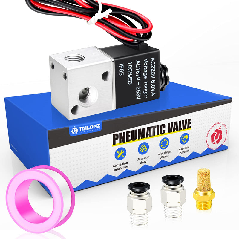 [Australia - AusPower] - TAILONZ PNEUMATIC 1/8 inch NPT 12V/24V/110V/220V 3 Way 2 Position Normally Closed Solenoid Valve Solenoid air Valve 3V1-06 AC220V 