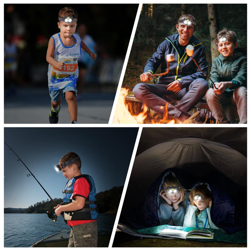 [Australia - AusPower] - Lsnisni Kids Headlamp 2 Pack,LED Head Lamp with 4 Modes,IPX5 Waterproof Head Lights for Forehead,Head Flashlight for Adults and Kids Outdoor Camping Hiking Running,6 AAA Batteries Included AAA-2 Pack 