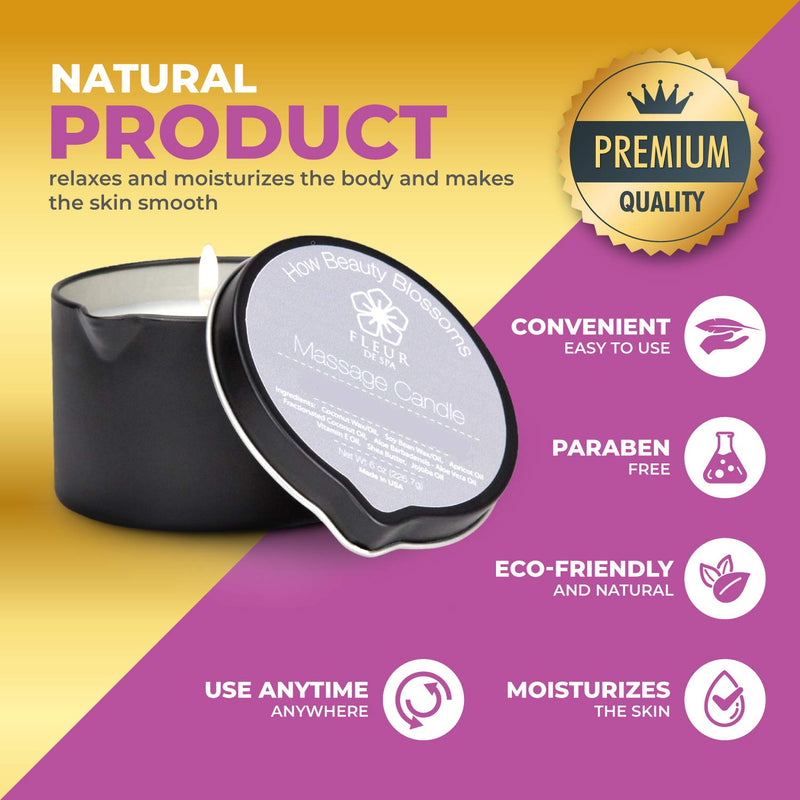 [Australia - AusPower] - Massage Oil Candle by Fleur De Spa - All Natural - 6oz with Pour Spout Made in USA (Midnight Dragon) midnight dragon 