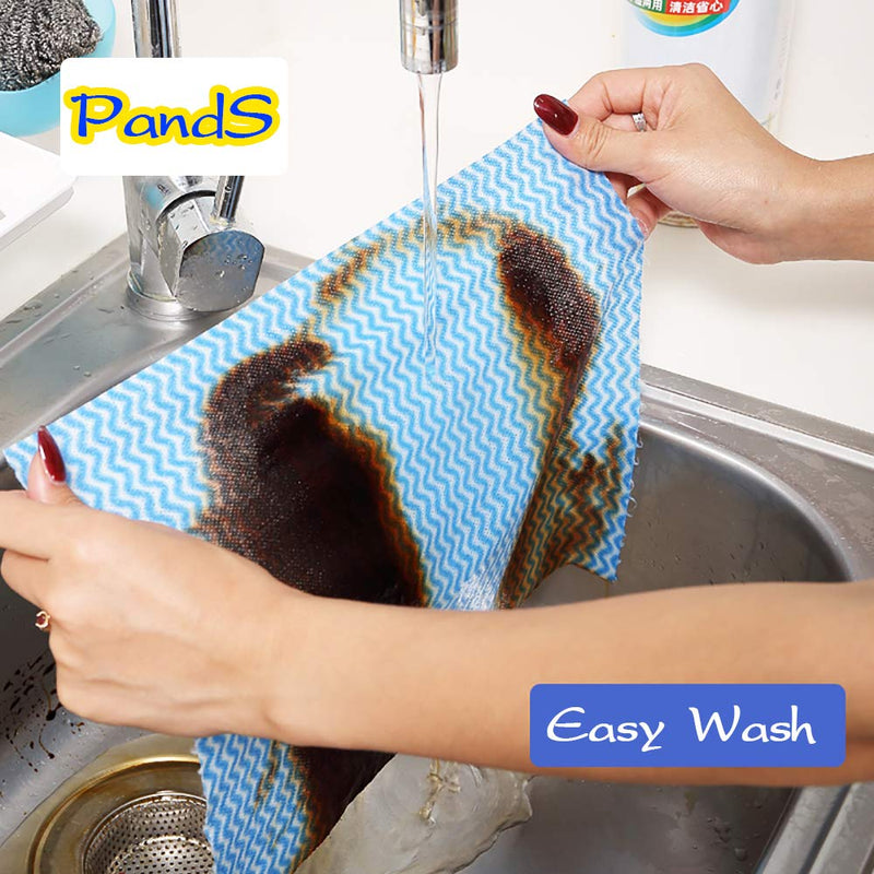 [Australia - AusPower] - PandS Household Cleaning Cloth - Larger 9.8×13.8 Inch/Ct,50 Ct/Roll,Multi-Purpose Cloth,Blue Towel for Shops Heavy Duty,All Surface,Window Wiping Easy Clean Cloths 