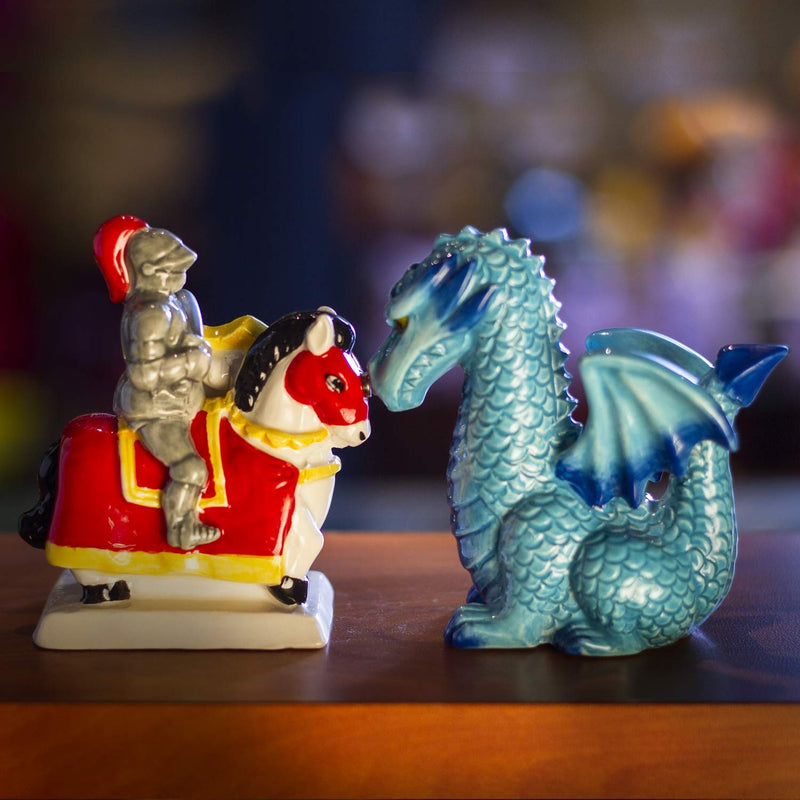 [Australia - AusPower] - Pacific Giftware Knight on Horse & Dragon Ceramic Salt and Pepper Shakers Set 