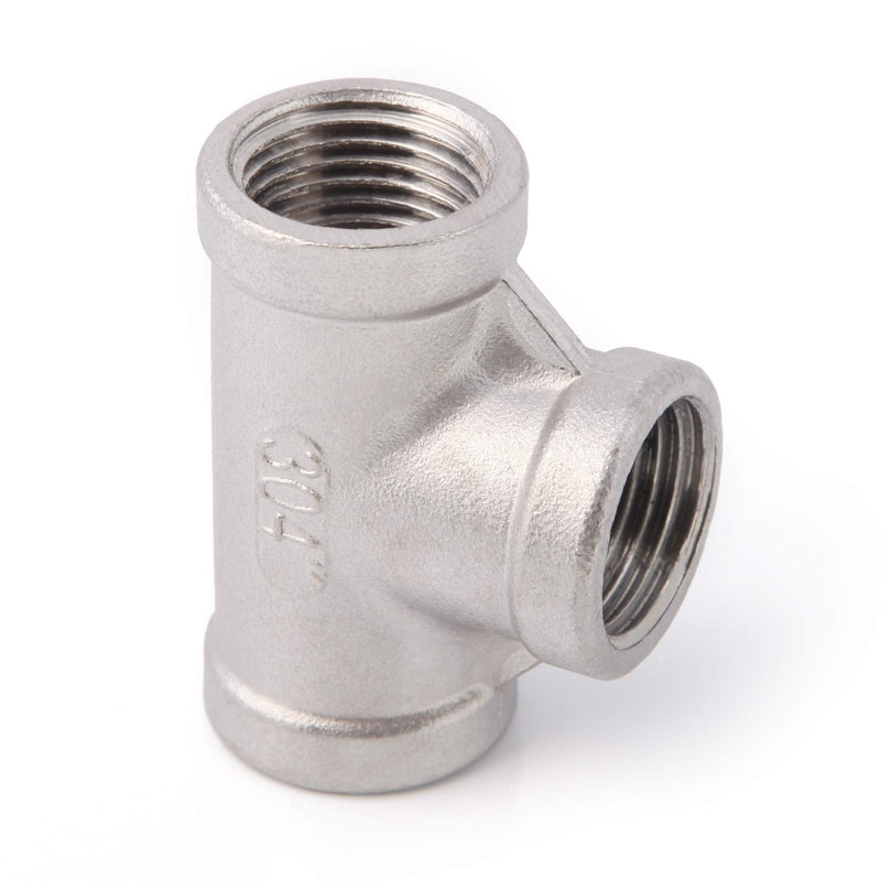 [Australia - AusPower] - Metaland Stainless Steel 1/2" NPT Tee Female 3 Way T Shaped Pipe Fitting (Pack of 2) 