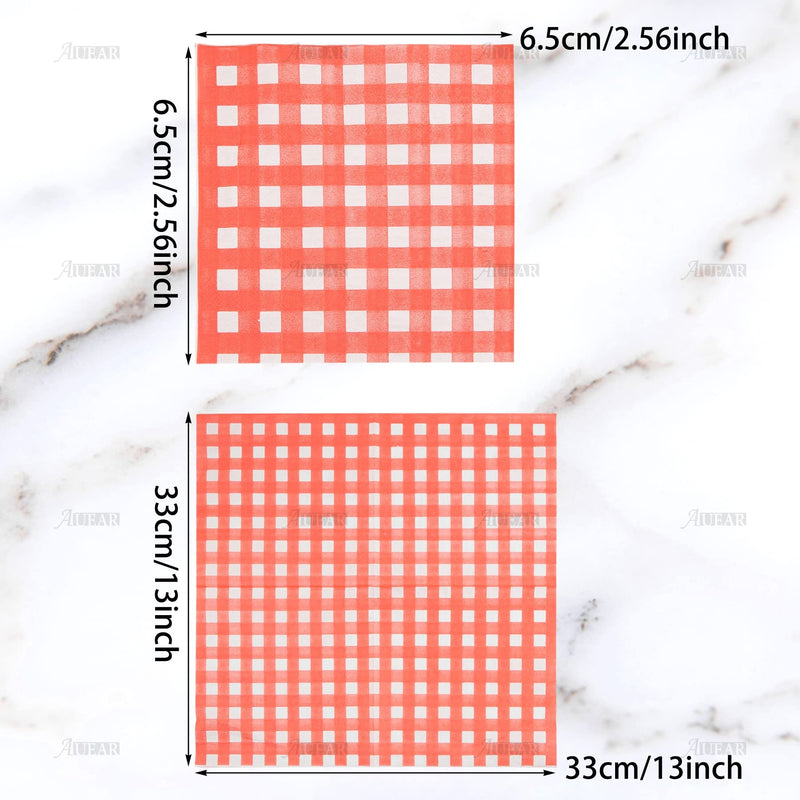 [Australia - AusPower] - AUEAR, 40 Count Red and White Gingham Luncheon Napkins Disposable Paper Party Napkins for Dinner Garden Barn Picnic or Farm Birthday Party BBQ 