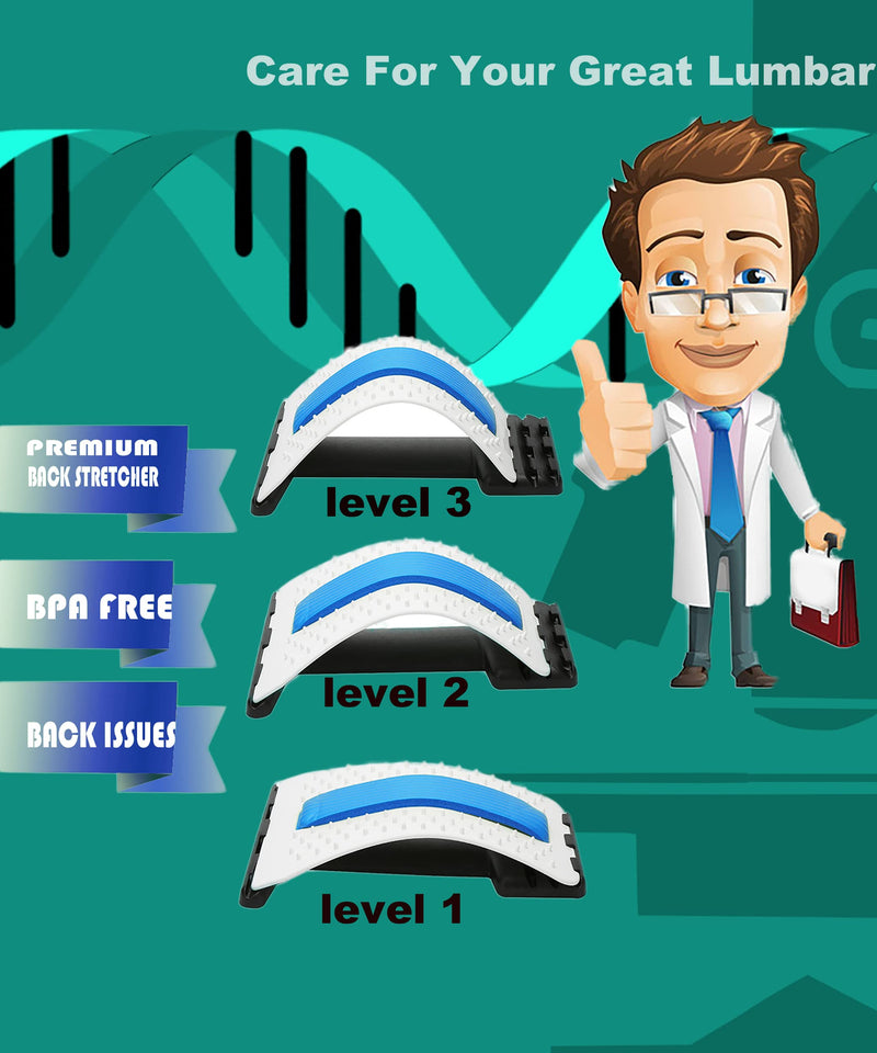 [Australia - AusPower] - ChiFit Multi-Level Back Stretching Device - Immediate Relief for Back Pain, Herniated Disc, Sciatica, Scoliosis,Lower and Upper Back Stretcher Support and Pain Relief Blue 