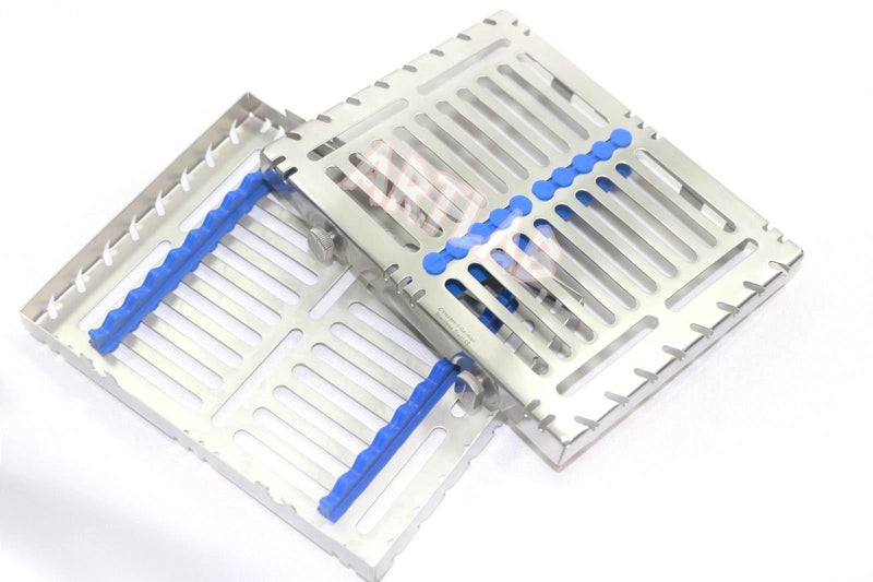 [Australia - AusPower] - 1 German Detachable Dental Autoclave Sterilization Cassettes Racks Box for 10 Instruments Blue CYNAMED 