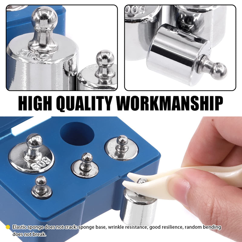 [Australia - AusPower] - Mardatt 6 Pcs Precision Scale Calibration Weight Set, 5g 10g 2x20g 50g Grams Steel Weights Calibration with Tweezers for Digital Balance Scale, Jewellery Scale, M2 Class (Total 100g) 