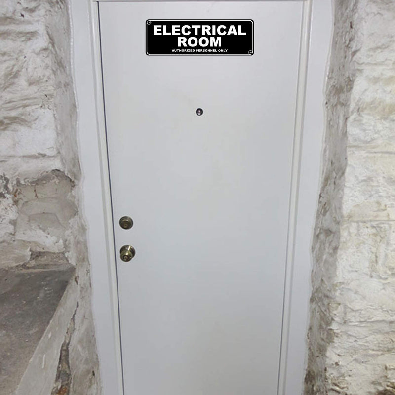 [Australia - AusPower] - Sign for Door, Authorized Personnel Only in Acrylic Plastic, Black and White, Rounded Corners, Durable, Long Lasting with Double Sided Tape in the Back - 3" x 9" (Electrical Room) Electrical Room 