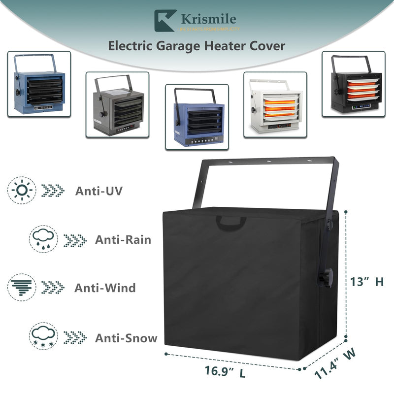 [Australia - AusPower] - Krismile Electric Garage Heater Cover,Suitable for most brands for Garage,Workshop,Shop,Heavy Duty Industrial Heaters Cover.Ideal for dustproof(Only cover,Black) 