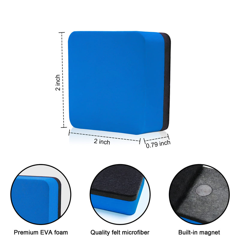[Australia - AusPower] - Mini Dry Erase Erasers, IHPUKIDI 48 Pack Magnetic Whiteboard Dry Erasers Chalkboard Cleaner Wiper for Kids and Classroom Teacher Supplies, Home and Office (2 x 2 Inch) Blue 48pack-blue 