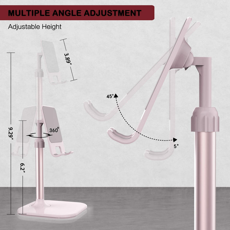 [Australia - AusPower] - Cell Phone Stand,Doboli Phone Stand for Desk,Phone Holder Stand Compatible with iPhone and All Mobile Phones Tablet Pink rose gold pink 