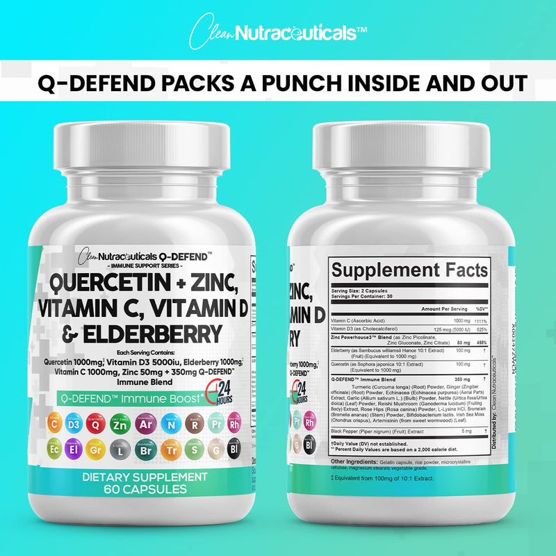 [Australia - AusPower] - Quercetin 1000mg Zinc 50mg Vitamin C 1000mg Vitamin D 5000 IU Bromelain Elderberry - Lung Immune Defense Support Supplement Adults with Artemisinin, Sea Moss, Echinacea, Garlic Immunity Allergy Relief 1 