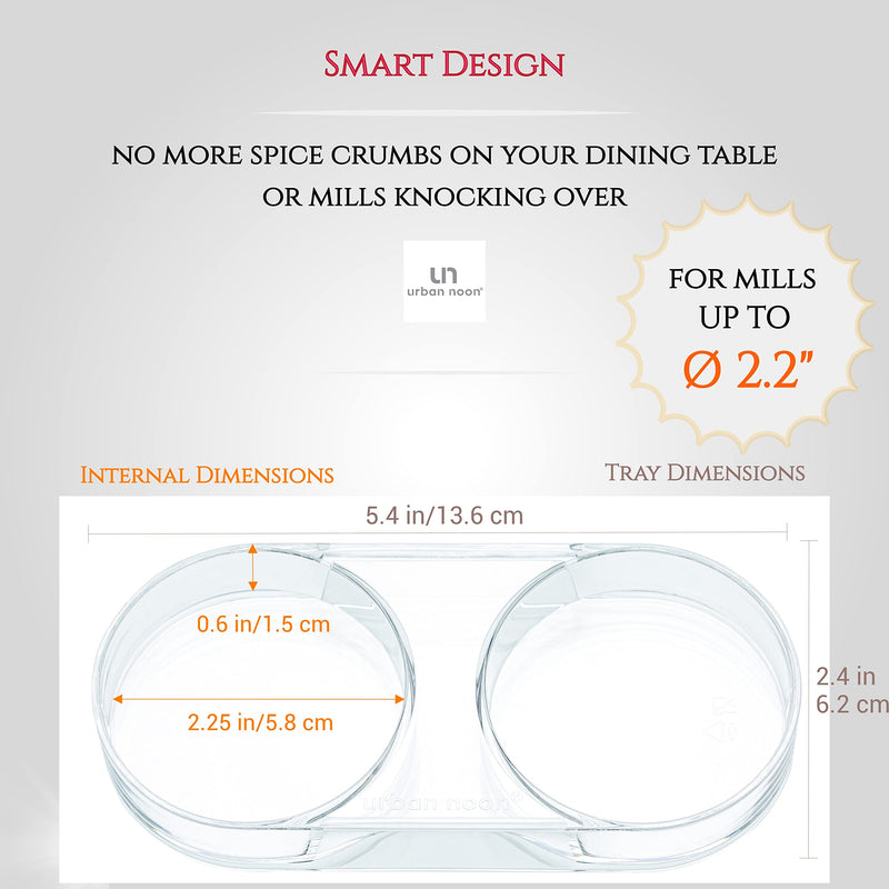 [Australia - AusPower] - Salt and Pepper Mill Tray - Acrylic Transparent Mill Rest by urban noon - Grinders up to 2.2 inches in diameter Tray 22 
