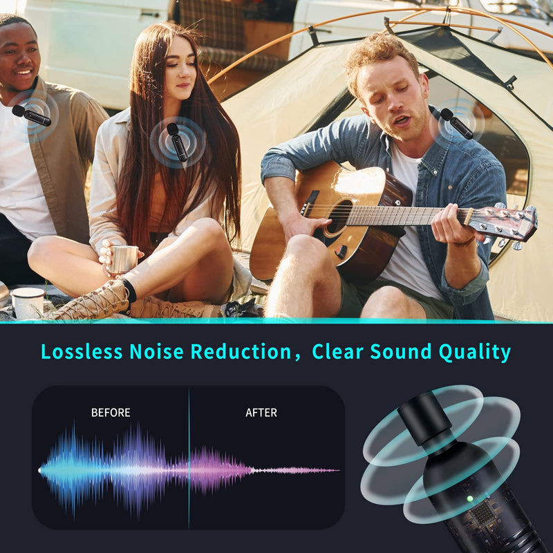 [Australia - AusPower] - BNHGK Wireless Lavalier Microphone for iPhone iPad Android Type-C, Noise Reduction Auto-Sync Plug-Play Lapel Mic for Recording, YouTube, TikTok, Facebook Live Stream (NO APP or Bluetooth Needed) 