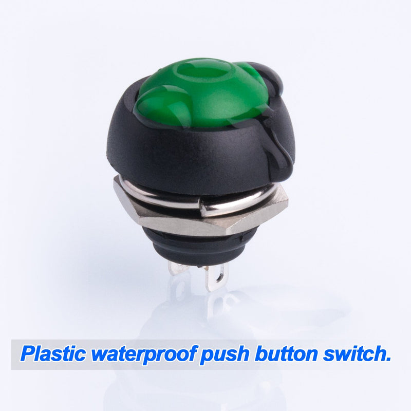 [Australia - AusPower] - 12MM Waterproof Momentary Push Button Switch 15PCS ON- OFF Switch (5 Colors) 