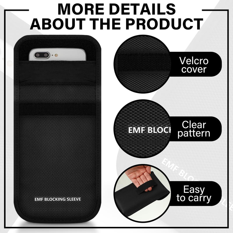 [Australia - AusPower] - Xuhal 3 Pcs Emf Blocking Cell Phone Sleeves 7.1 x 4.6 Inch Anti Radiation Cell Phone Pouch Black Radiation Blocker for Cell Phone Shielding Emf Blocking Phone Case Fits Most Cell Phones 