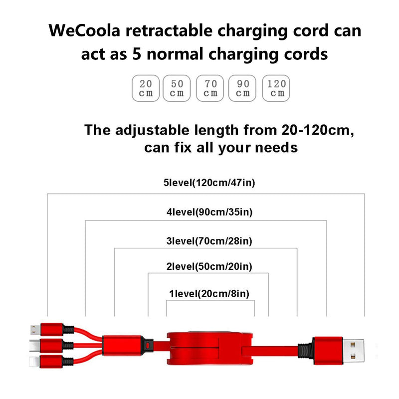 [Australia - AusPower] - Retractable Multi Fast Charging Cables with Mini Type C Micro USB Port Connectors is 3 in 1 Retractable Charger Cables Compatible with Cell Phones Tablets as A Gift(4Ft, 2Pack, Blue & White) 