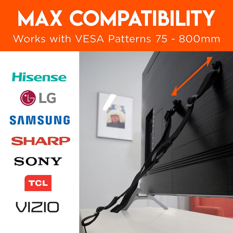 [Australia - AusPower] - ECHOGEAR TV Safety Straps for Flat Screens - Anchor TVs Up to 90" to Furniture Or The Wall - Pre-Assembled Anti-Tip Strap Includes All Hardware for Baby Proofing Your TV 