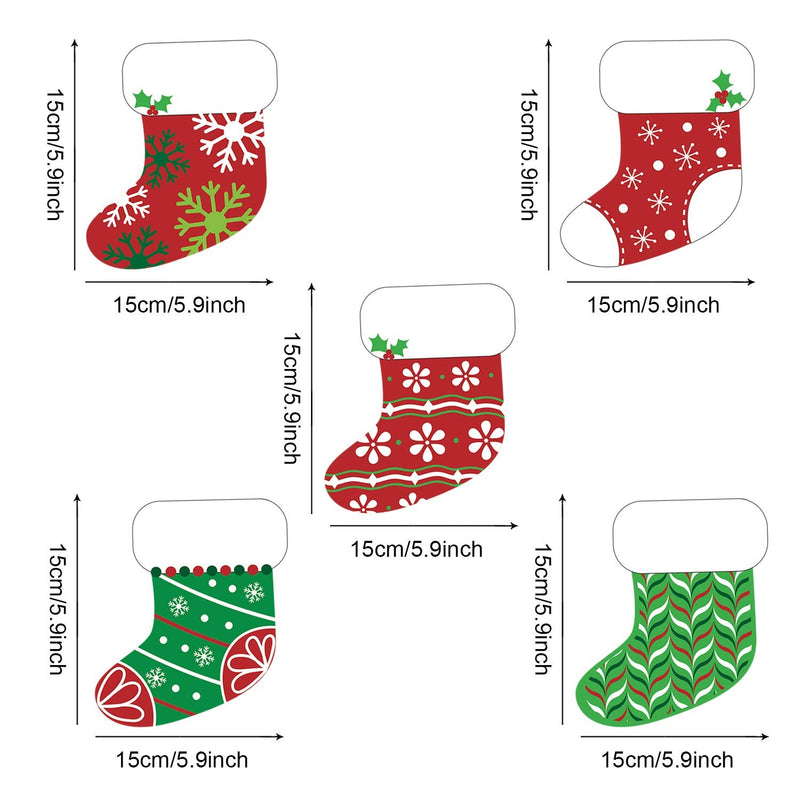 [Australia - AusPower] - 40 Pieces Mini Colorful Christmas Stocking Cut-Outs Assorted Xmas Stocking Cut-Outs with Glue Point Dots for Winter Bulletin Board Classroom School Christmas Candy Party Decorations, 5.9 x 5.9 Inch 