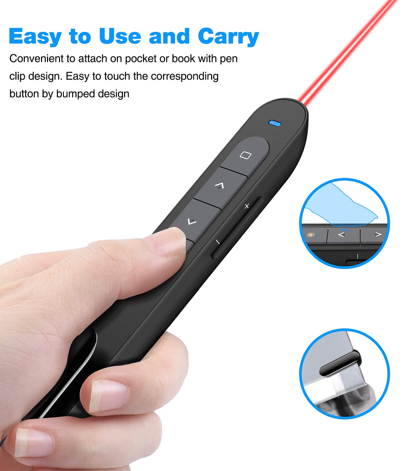 Presentation Clicker USB Rechargeable Powerpoint Clicker, Finger Ring RF  2.4GHz Wireless Presenter Remote Clicker for Powerpoint Presentations for  Mac