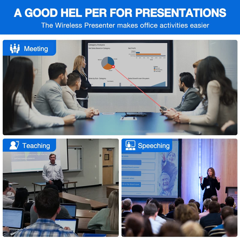 [Australia - AusPower] - Presentation Clicker Wireless Presenter Remote USB Control Powerpoint PPT Clicker, Laser Pointer RF 2.4GHz Presenter Remote Google Slide Advancer Powerpoint Clicker for Computer/Laptop/Mac/Keynote 