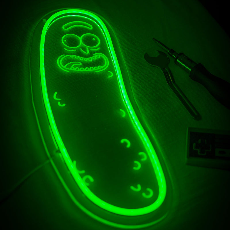 [Australia - AusPower] - Cartoon Pickle LED neon Sign for Wall Decoration, Anime Rick neon Light Sign for Man cave Decor, Christmas Ornament, Party and Game Room Decoration, Dimmable Dill neon Sign USB Power (Green 2) 