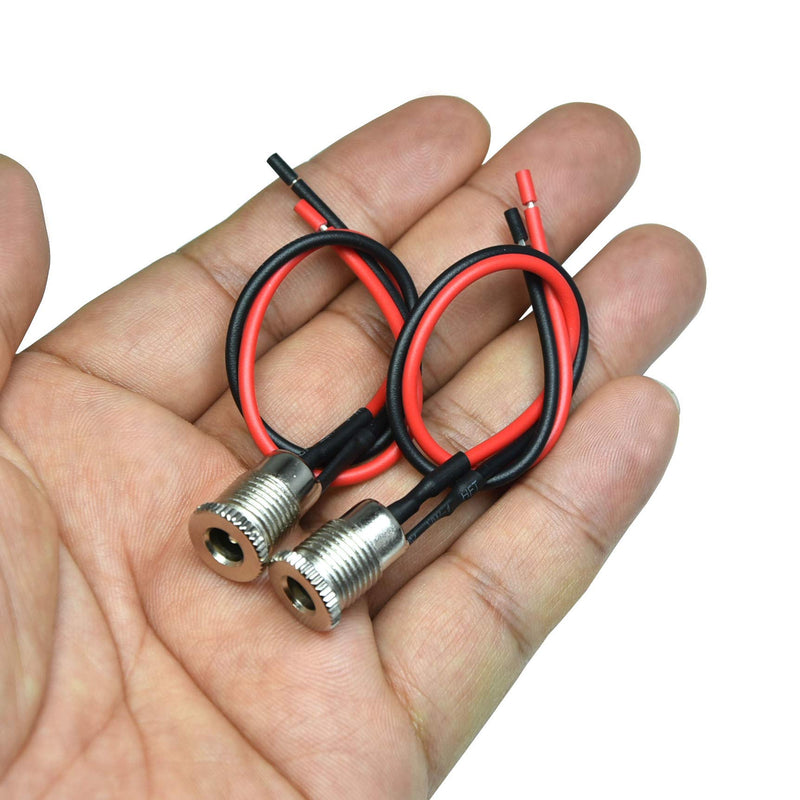 [Australia - AusPower] - 5.5 x 2.1 MM 5A DC Power Jack Socket Dc-099 30V Threaded Female Mount Connector Adapter with 5.9Ich 18Awg Cable(Pack of 10) 10pcs 5.5x2.1 