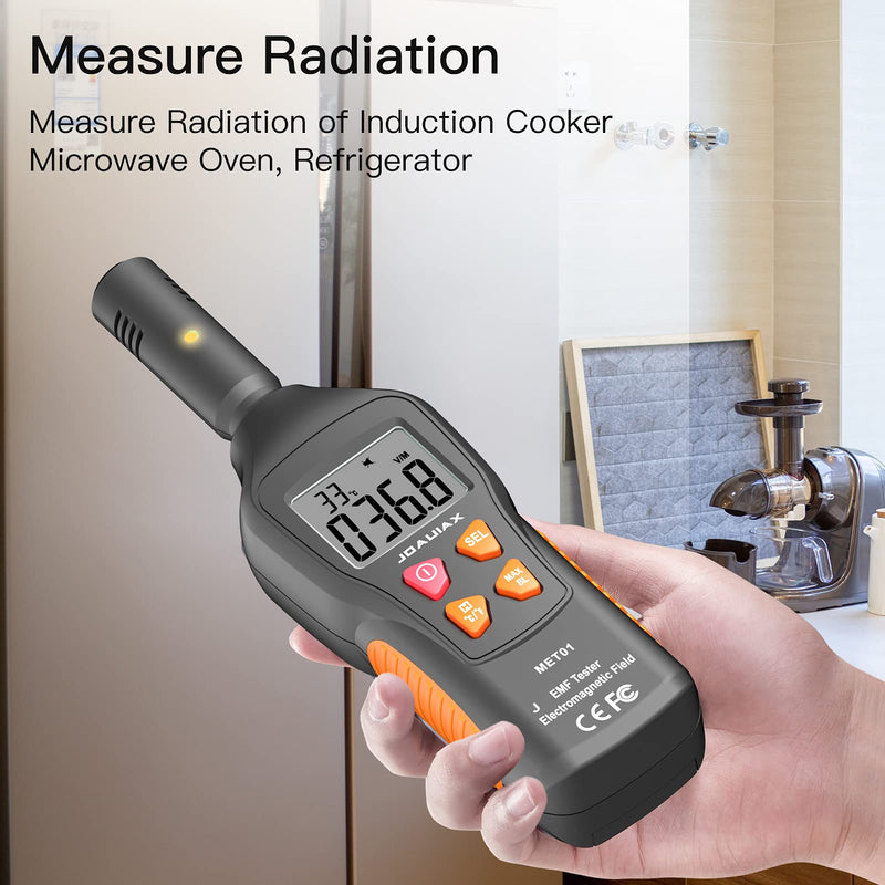 [Australia - AusPower] - JOAUIAX EMF Meter Reader EMF Detector,5HZ—3500MHz Digital Household Radiation Detector,3 in 1 Electromagnetic Field Meter with LCD&Sound-Light Alarm for Home EMF Inspections,Office and Ghost Hunting Black 2.13inch 