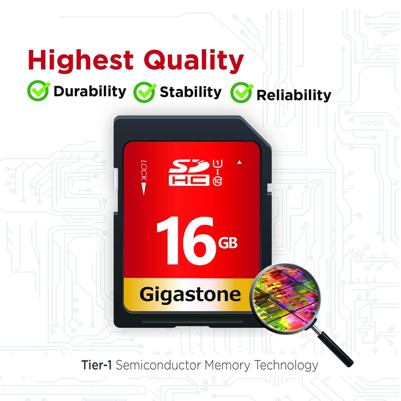 [Australia - AusPower] - Gigastone 16GB 10-Pack SD Card UHS-I U1 Class 10 SDHC Memory Card High-Speed Full HD Video Canon Nikon Sony Pentax Kodak Olympus Panasonic Digital Camera, with 10 Mini Cases SD 16GB U1 10-Pack 