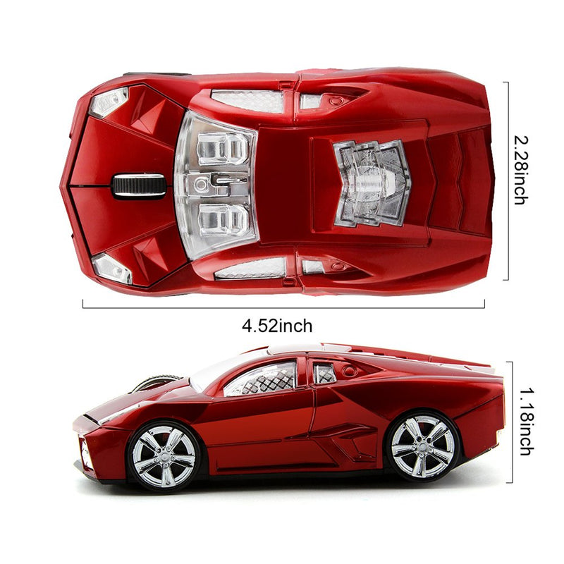 [Australia - AusPower] - ECOiNVA Wireless Sports Car Mouse Computer Mice Shiny Surface 2.4GHz Mouse (Red) Red 