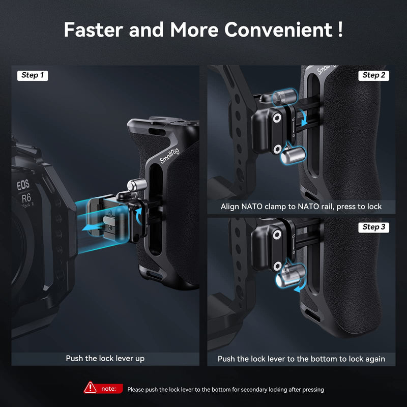 [Australia - AusPower] - SmallRig Snap-On NATO Side Handle, Quick Lock Design, Up/Down Adjustable, Built-in Cold Shoe Mount, 1/4''-20 Thread Hole, Wrist Strap Hole - 4017 