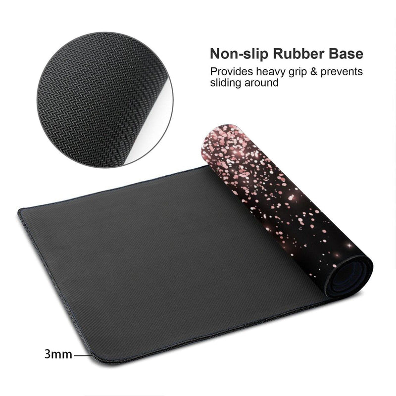 [Australia - AusPower] - Rose Gold Glitter Black Gaming Mouse Pad Large XL Long Extended Pads Big Mousepad Keyboard Mouse Mat Desk Pad Home Office Decor Accessories for Computer Pc Laptop Rose Gold Glitter Black 