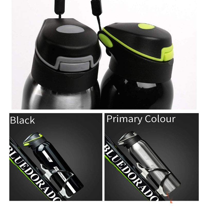 [Australia - AusPower] - BlueDorado Bicycle Water Bottle, Vacuum Stainless Steel Cycling Water Bottle, Modern Double Walled Simple Thermo Mug, Insulated Bike Water Bottle with Straw Lid & Flex Cap, BPA-Free,18 Oz Black 