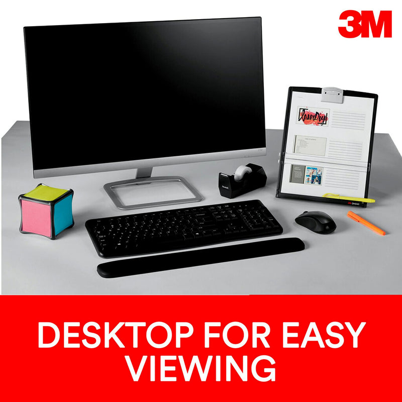[Australia - AusPower] - 3M Desktop Document Holder Copy Holder, Adjustable Clip Holds Portrait and Landscape Documents for Easy Viewing, Bottom Ledge Has Lip to Keep up to 150 Sheets Securely in Place, Black (DH340MB) 
