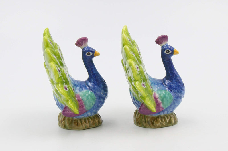 [Australia - AusPower] - Cosmos Gifts Fine Porcelain Exotic Peacock Salt & Pepper Shakers, 3-1/8" H Salt and Pepper Set, Multicolored 