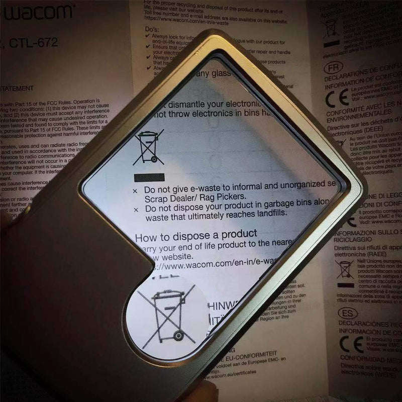 [Australia - AusPower] - Wapodeai 6X 3X LED Magnifying Glass with Light, Premium Card Type Magnifying Glasses, Magnifying Glass for Reading, Kids, Jewelry, Science, 3X Magnifier Magnifying Glasses with Light, Silver 