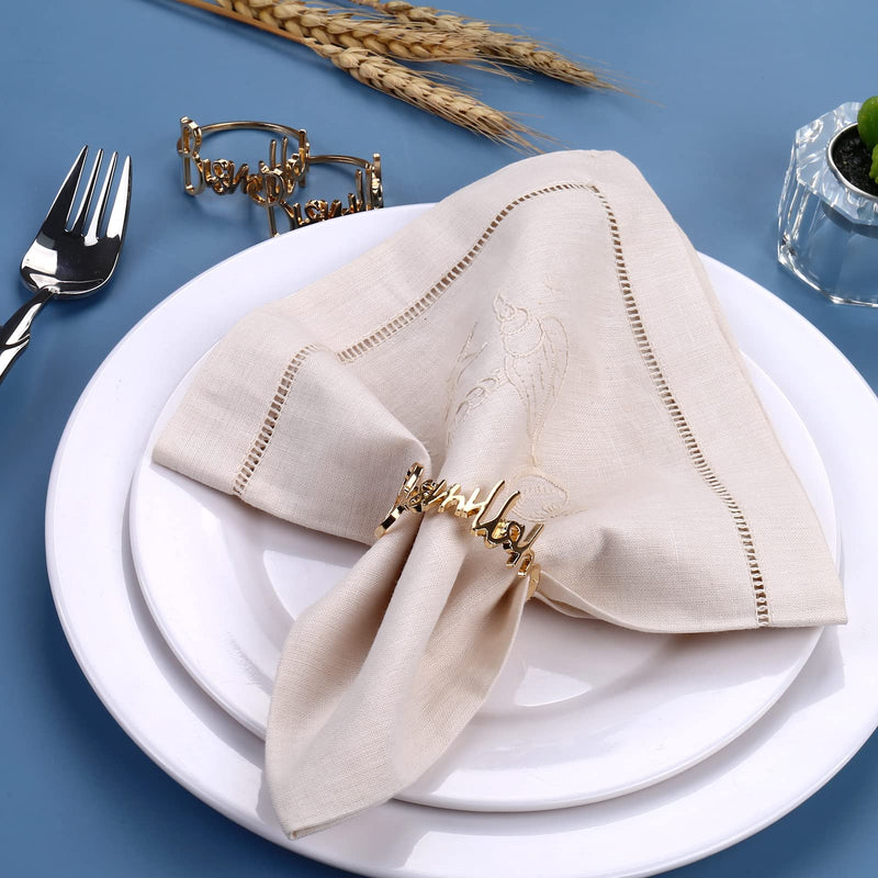 [Australia - AusPower] - Bismillah Letter Napkin Rings Set of 6, Metal Napkin Ring Holder Set Alphabet Napkin Buckles Holder Table Decor for Wedding, Party, Christmas, Thanksgiving (Gold) Gold 