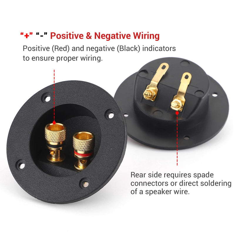 [Australia - AusPower] - Facmogu 2PCS 3 Inch Round 2-Way Speaker Box Terminal Cup Binding Post, Power Speaker Screw-in Terminal Plates, 3 Inch Subwoofer Box Terminal Banana Plugs for DIY Home Speaker Kits 2-way Round 