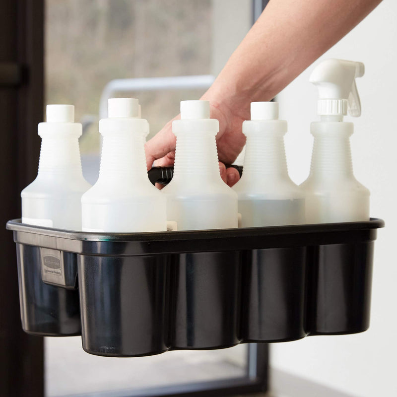 [Australia - AusPower] - Rubbermaid Commercial Products Deluxe Carry Caddy for Cleaning Products, Spray Bottles, Sports/Water Bottles, and Postmates/Uber Eats Drivers, Black (FG315488BLA) 1 Pack 