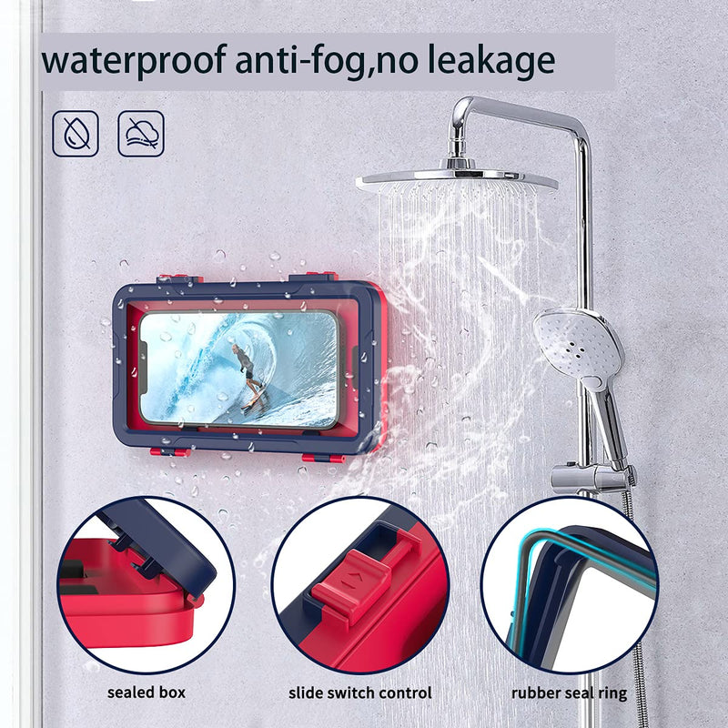 [Australia - AusPower] - ROISKIN Shower Phone Holder Fits 4- 7 inches Cell Phone for Wall Mirror Bathtub, 360 Rotating Adhesive iPhone Case for Vertically and Horizontally with Anti-Fog Screen Sensitivity blue 