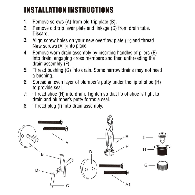 [Australia - AusPower] - Bathtub Drain Tip Toe Tub Conversion Kit Assembly, Replacement Tub Drain Kit with Two-Hole Overflow Faceplate and Universal Fine/Coarse Thread(Oil Rubbed Bronze) Oil Rubbed Bronze 