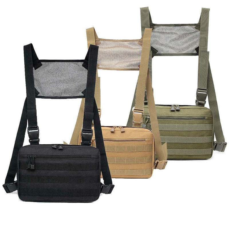 [Australia - AusPower] - abcGoodefg Tactical Chest Rig, Molle Radio Chest Harness Holder Holster Vest for Two Way Radio Walkie Talkies Tan 